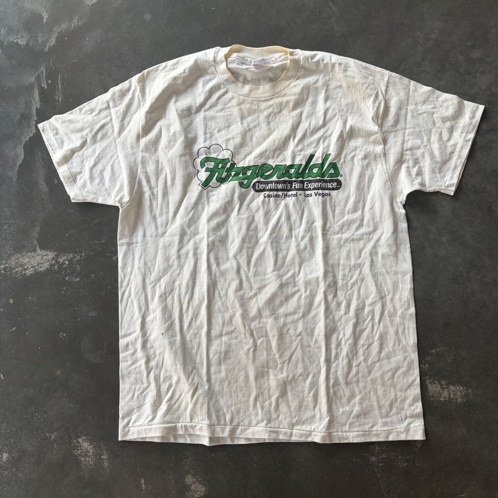 Vintage Fitzgeralds Las Vegas Casino Hotel T Shirt Hanes Heavyweight XL White